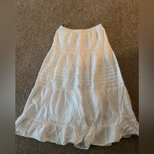 Forever 21 White Tiered Midi Skirt